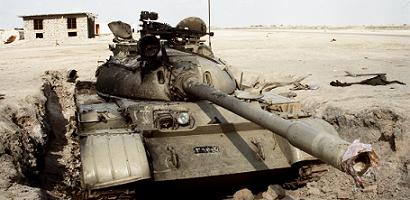 Disabled Iraqi T-55 tank
