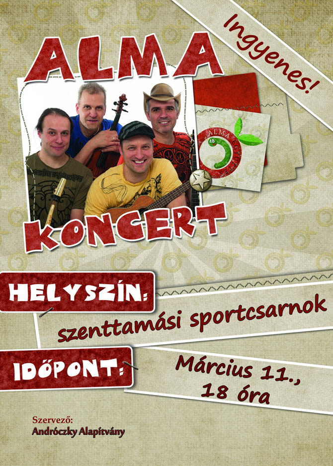 Alma koncert Szenttamáson 2015. bejelentő